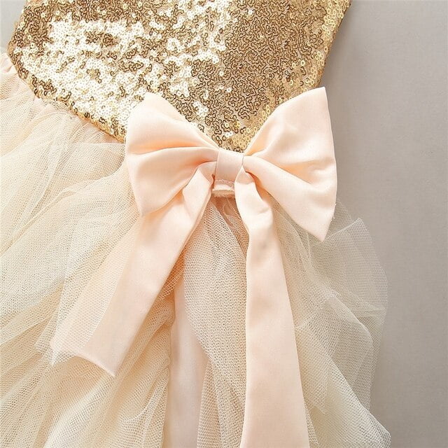 Laurenza's Girls' Gold Sequin Bow Dress 3T - Walmart.com