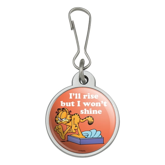 Garfield I'll Rise but I won't Shine Jacket Handbag Purse Luggage Backpack Zipper Pull Charm