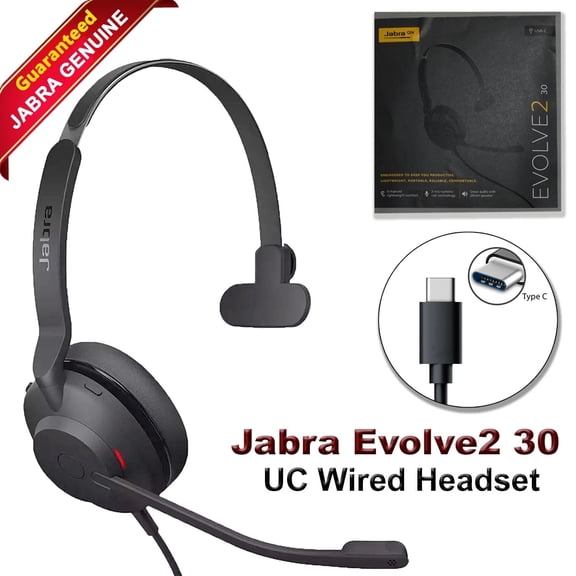 Jabra Evolve2 30 UC Mono USB-C Wired Headset, Black - New