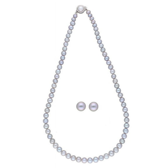 Simple Grey Freshwater 5-6 mm AAA Pearl Set For Women