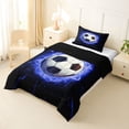 thumbnail image 2 of Erosebridal Soccer Ball Games Kids Twin Comforter Sets,Black Blue Bedding Set For Football Lovers,Reversible Black 2 Pieces, 2 of 7