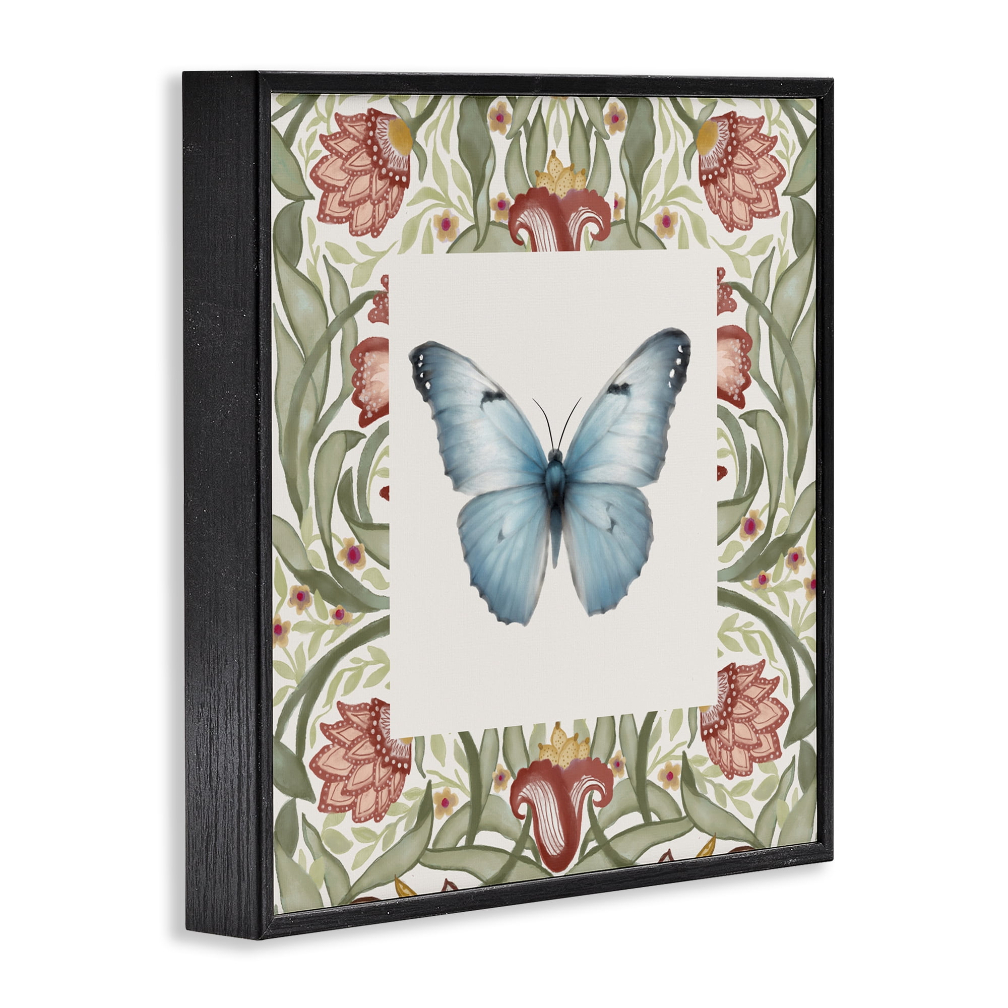 Stupell Industries Baroque Butterfly Vintage Flowers Black Framed Giclee Art, design by Elizabeth Medley