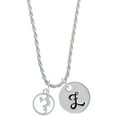 thumbnail image 1 of Delight Jewelry Volleyball Player Silhouette in 1/2'' Disc Silvertone Script Initial Disc - Z - Charm Necklace, 20"+3", 1 of 4