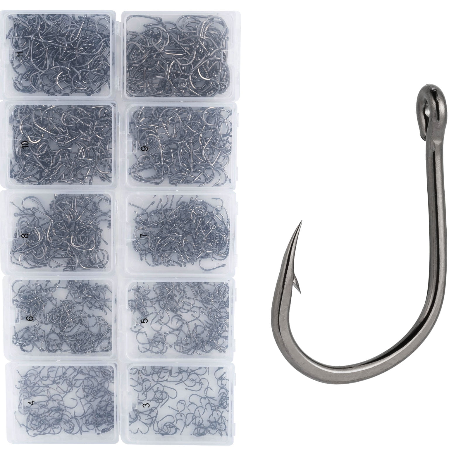 1000 Size 8/0 Custom Offshore Tackle Circle Non Offset Inline Hooks 