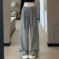 thumbnail image 2 of biudgviw Women's Plaid Pants Casual Loose Drawstring Elastic Waisted Baggy Lounge Trousers Fall Travel Vacation Wide Leg Pants with Pockets, 2 of 5