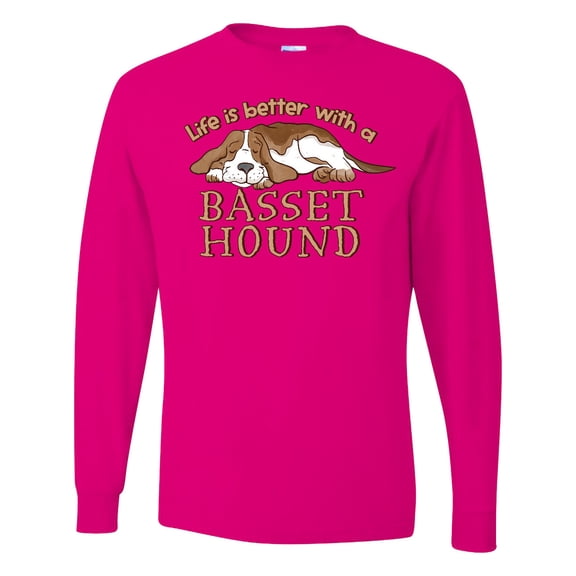 Inktastic Life is Better with a Basset Hound Long Sleeve T-Shirt