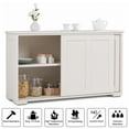 thumbnail image 5 of Costway Kitchen Storage Cabinet Sideboard Buffet Cupboard Wood Sliding Door Pantry White, 5 of 9
