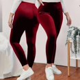 thumbnail image 2 of Women's High Waist Velvet Elastic Leggings Velvet Warm Yoga Pants Soft Comfy Thermal Leggings Plush Velour Tights, 2 of 8