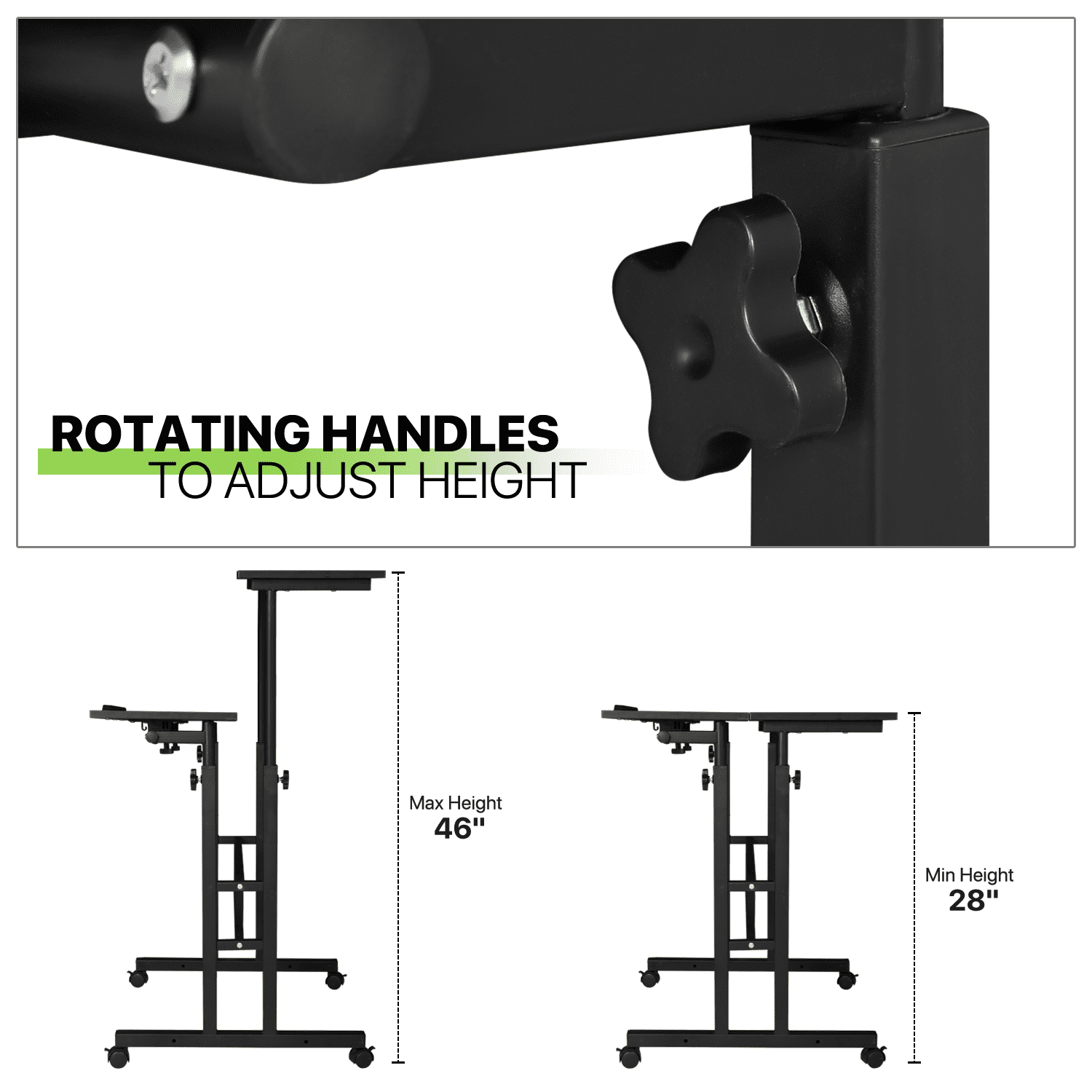 Magshion Computer Desk with Tilting Table, Adjustable Height Small Standing Desk with Monitor Shelf for Standing or Sitting, Black