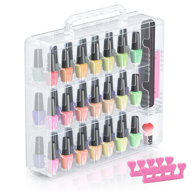 Beloving Organizador de esmalte de uñas, 48 botellas transparente con divisor ajustable, almacenamiento de esmalte de uñas de gel, organizador de esmalte de uñas de doble cara para exhibición de alm