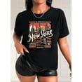 thumbnail image 1 of Chic New York City T-Shirt Graphique pour Femmes - T-Shirt à Manches Courtes Col Rond Décontracté, Polyester Respirant, Lavable en Machine Fête des Pères, Fête des Mères, Nouvel An, Festival de Printemps, Saint-Valentin, Indep, 1 of 7