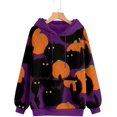 thumbnail image 3 of Chandails en Molleton à Capuche pour Femmes Manches Longues Halloween Pull avec Poche Imprimé Citrouille Squelette, 3 of 7