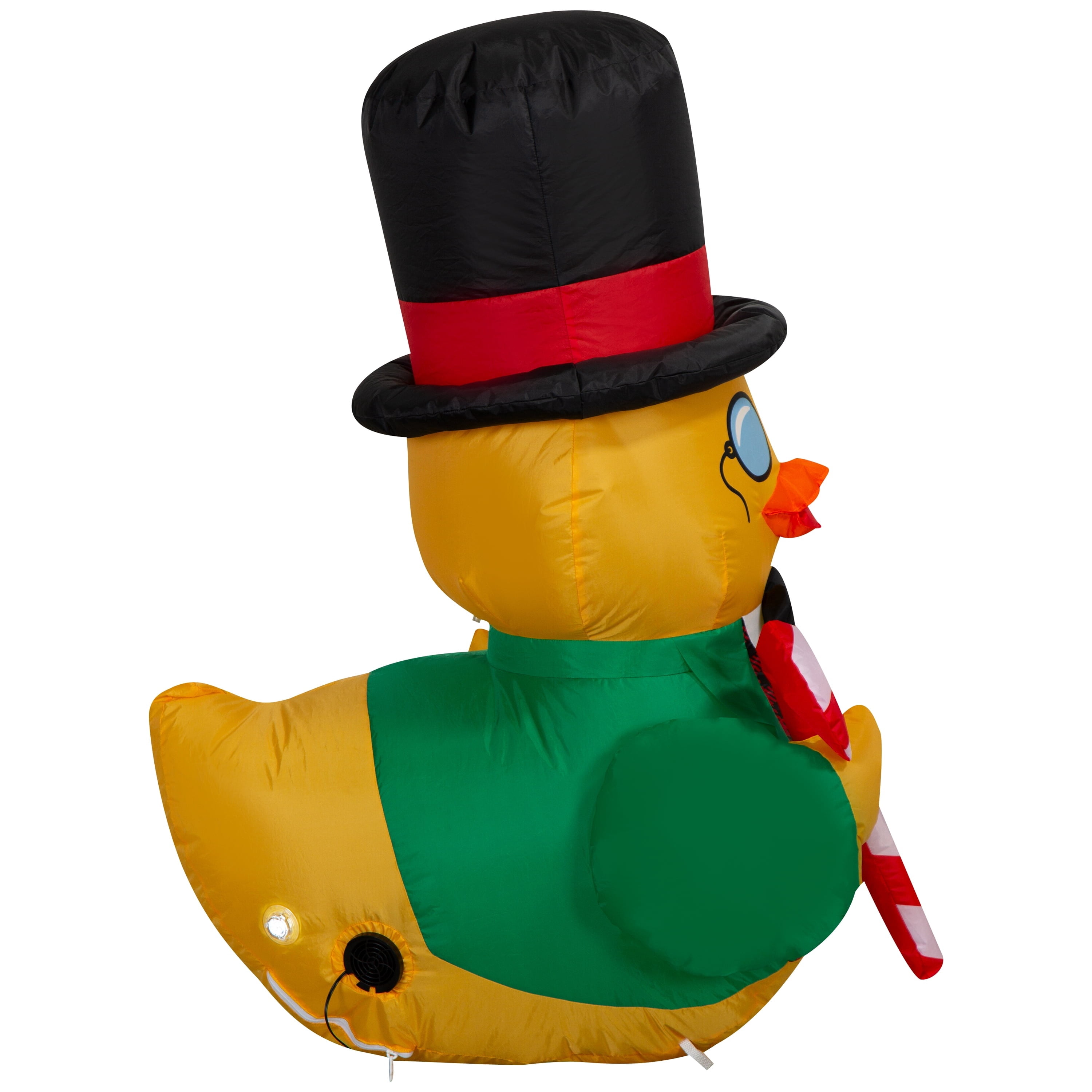 Multicolor Rubber Ducky with Top Hat and Cane Christmas Airblown Yard Inflatable, 3.5', by Holiday Time