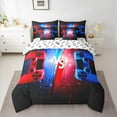 thumbnail image 2 of Manfei Red Blue Game Controller Bedding Comforter Set, Teens Gamer Gaming King Bedding Sets, Neon Lightning Star Bed Sheets Breathable Home Decor Reversible 7 Pieces, 2 of 8