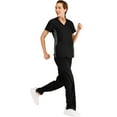 thumbnail image 3 of Minty Mint, Women's, V Neck Stretch Medical Scrub Set w Side Panels, Black, XXL, 3 of 5