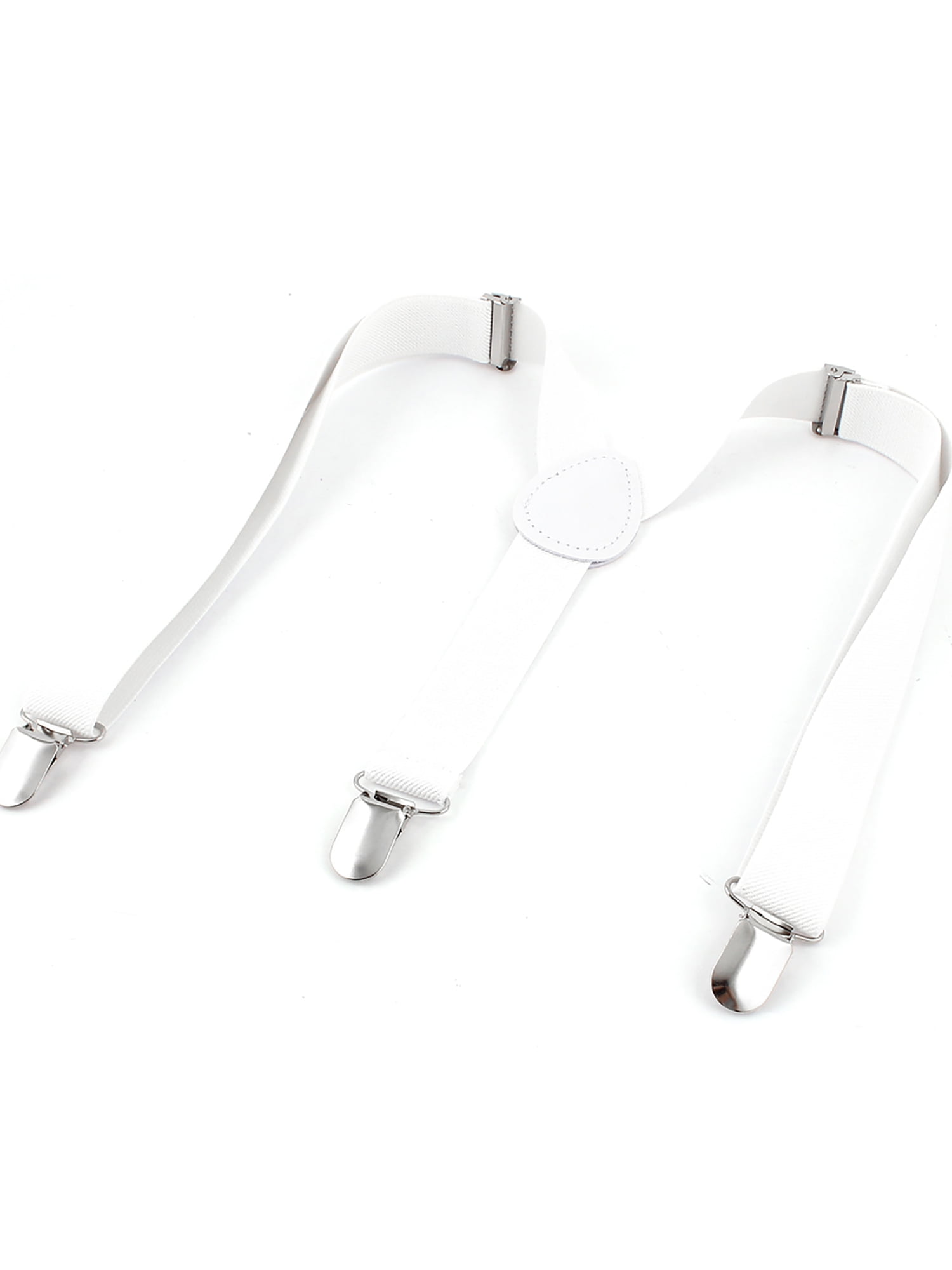 Allegra K Men's 2.4cm Wide Adjustable Stretchy Suspenders Braces White