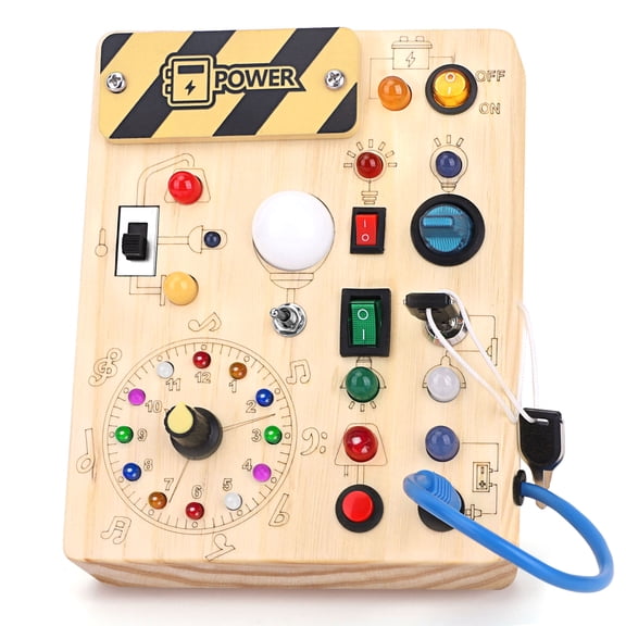 Sumsoltic Montessori Busy Board with LED Lights for 1  Years