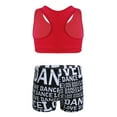 thumbnail image 2 of Hansber Kids Girls 2PCS Active Outfits Workout Racer Back Sports Bra Top with Shorts for Gymnastic Red XXL, 2 of 7