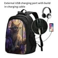 thumbnail image 2 of Fotbe Purple Flower Lazy Cat Mochila con Estampado y Puerto USB para Hombre y Mujer, Mochila Antirrobo, Mochila de Viaje, Mochila Escolar, Mochila Universitaria, 2 of 7