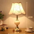 thumbnail image 3 of Lámpara de escritorio de cristal Simple de estilo europeo, lámparas de noche para dormitorio de tela Retro, luz de mesa de hierro forjado clásica, iluminación nocturna de lujo, 3 of 5