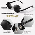 thumbnail image 3 of Retro Round Circle Polarised Steampunk Sunglasses Mens Womens UV Protection, 3 of 4