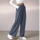 thumbnail image 5 of Pantalones de Traje Anchos para Mujer, Holgados, de Cintura Alta Elástica, Informales, Largos, Color Gris Oscuro, Talla XS, 5 of 7