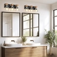 thumbnail image 2 of 3-Light Farmhouse Wood Bathroom Vanity Lights over Mirror with Metal Cage Lampshade Rustic Bathroom Light Fixtures for Mirror, Living Room, Bedroom, Hallway, 2 of 9