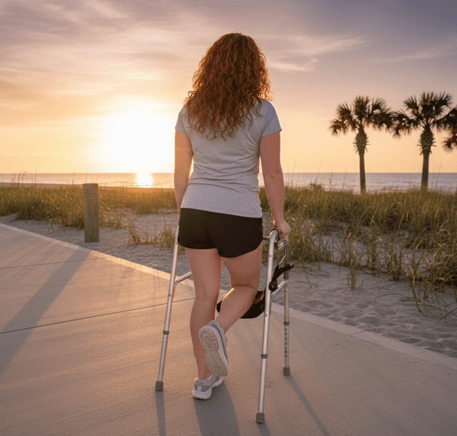 Rehabilitation Advantage Walker Knee & Leg Support Brace for Adults, Black