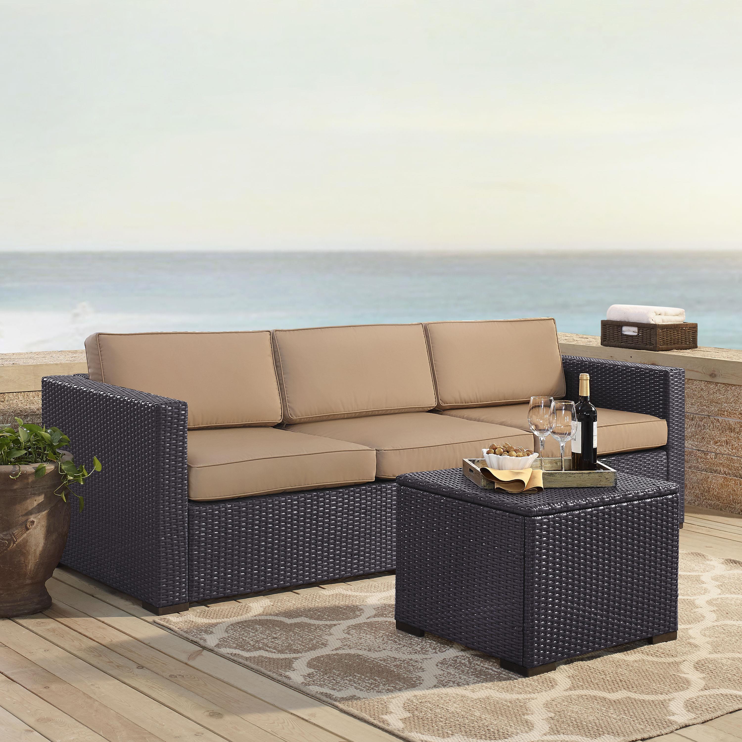 Crosley Furniture Biscayne 3 Piece Metal Patio Sofa Set in Brown/Mocha - image 4 of 4