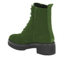 thumbnail image 4 of YDN Women Round Toe Lace up Ankle Boots Platform Low Chunky Heel Combat Booties Winter Fashion Date Dress Shoes Size 5.5 Green, 4 of 4