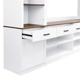thumbnail image 4 of 70" Tv Console With Mid-century Style, Walnut Finish, White Base, And Drawer Storage Entertainment Unit Compatibility, Tabletop, Cable Holes, 4 of 6