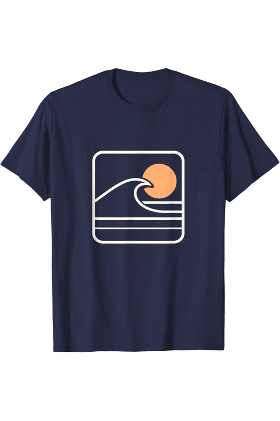 Retro Ocean Wave Sunset Surf Beach Minimalist T-Shirt