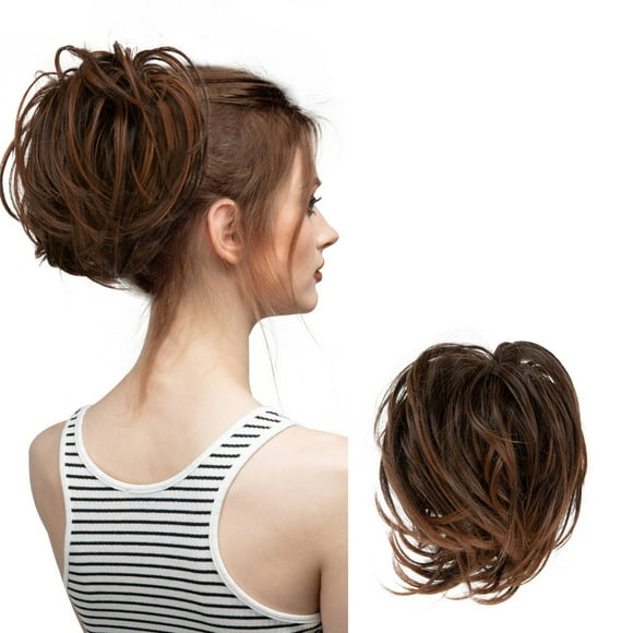 Mother'S Day Real Silk Wig, Messy Hair Bun Hair Pieces Curly Synthetic Updo Scrunchies Ponytail Extension for Women Black 1Pcs, Wig, Closure,Hair Bundles,Lace Frontal,Highlight Cap,Lace Front,Lace
