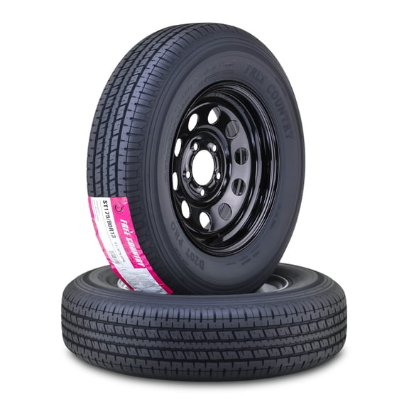 Free Country Trailer Tire Wheel Assembly ST175/80R13 6-Ply C 91N 5 Lug on 4.5" PCD Black Mod Rim ,SET 2