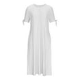 thumbnail image 3 of Moxiu Womens Eyelet Casual Summer Dress Crewneck Boho Embroidery Maxi Dresses Pleated Long Dress Vacation Dresses 2025 White,XXL, 3 of 4