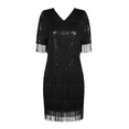 thumbnail image 6 of PrettyGuide Women's Flapper Dresses Tiered Long Fringed Sequin 1920s Great Gatsby Cocktail Dress with Sleeves, 6 of 8