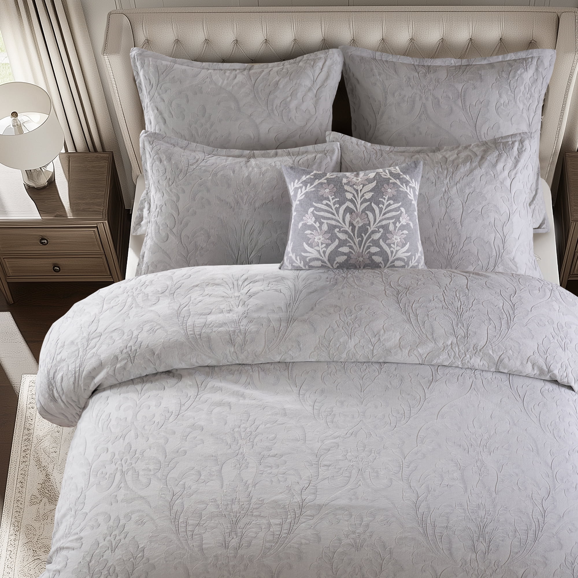 Levtex Home - Alessio Grey Duvet Cover Set - Twin Duvet (68x88in) and 1 Standard Sham (20x26in) - Textured Woven Design - Grey - No Inner Included - Cotton