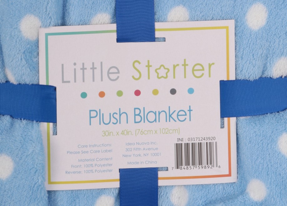 Little Starter Male Blue Polka Dot Polyester Blanket for Baby's - image 4 of 4