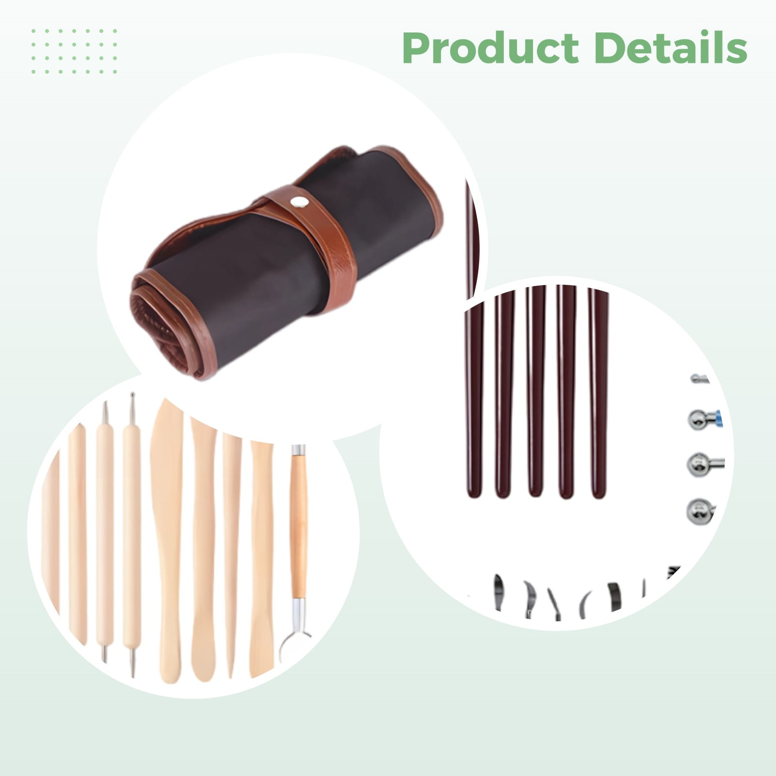 40 Pcs Pottery Tools Set, Clay Sculpting Tools with Wooden Handle, Ball Stylus, Plastic Scrapers & Silicone Brushes for Pottery, Ceramics, Dough, DIY Crafting