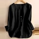 thumbnail image 2 of Camisa de mujer de color liso con cuello en V y botones: estilo informal y elegante, corte holgado, poliéster resistente, fácil de combinar., 2 of 4