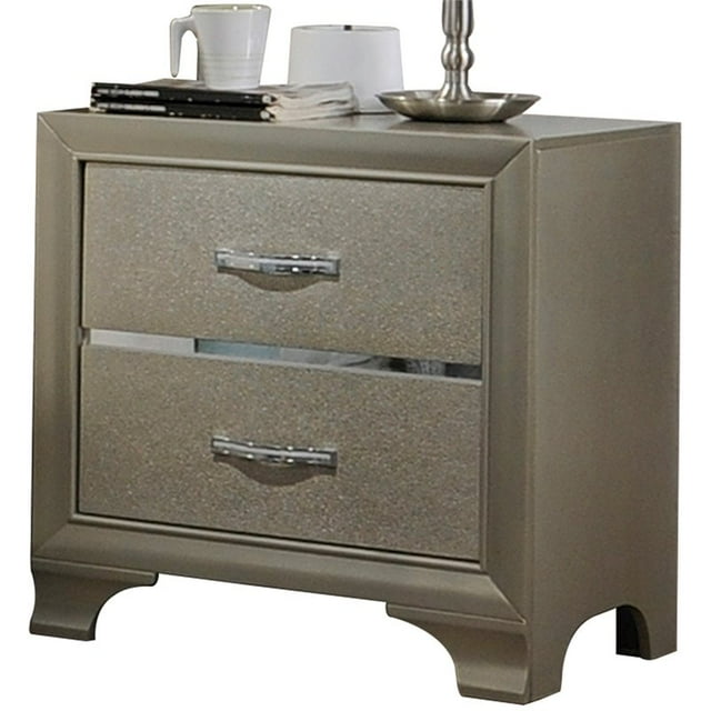 ACME Carine 2 Drawer Nightstand in Champagne