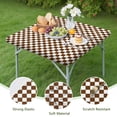thumbnail image 4 of Brown and White Checkerboard Pattern Square Fitted Tablecloth with Elastic Edge,Square Table Cover,Washable Elastic Table Cover for Home Kitchen Party Decor 34"x34", 4 of 6