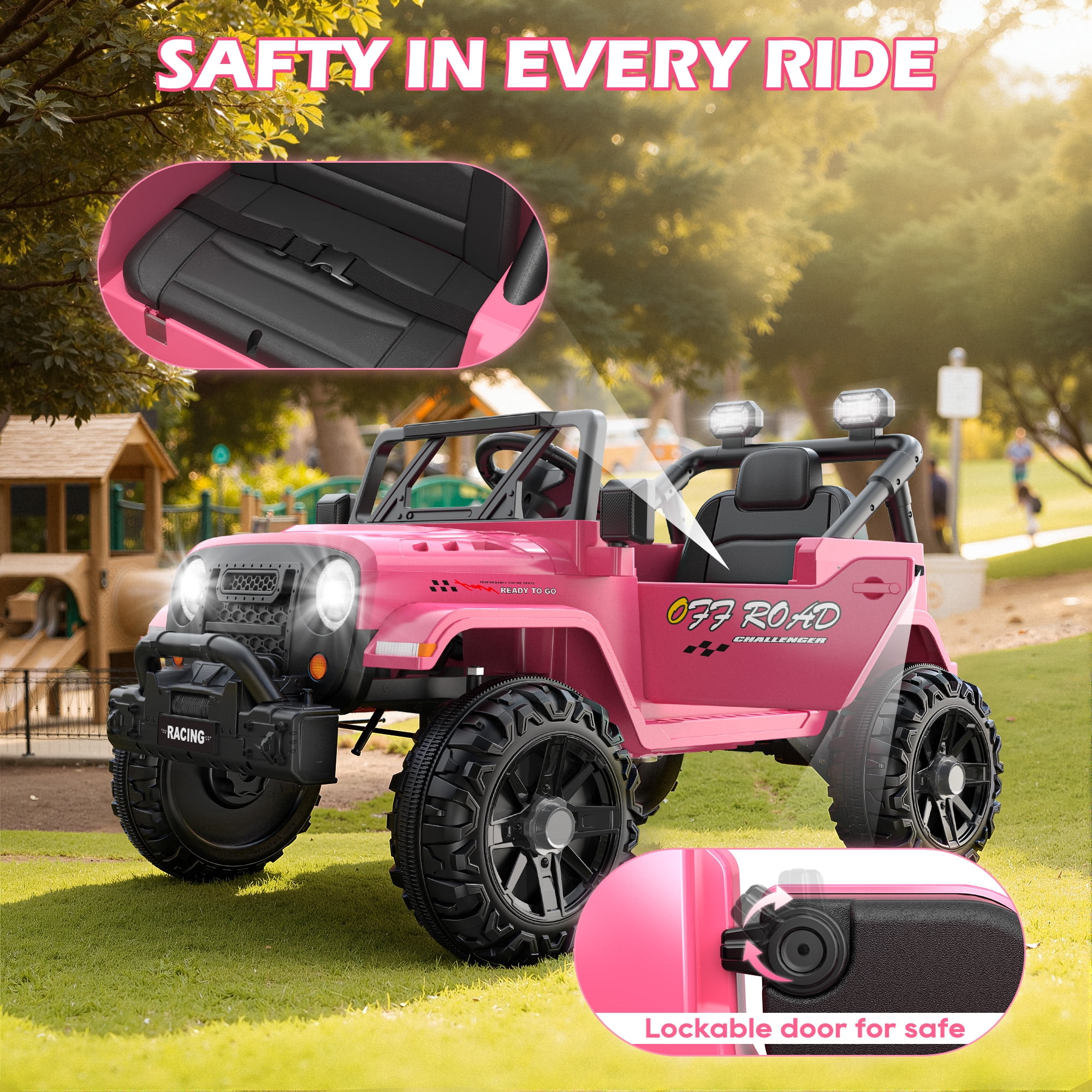 East doll 12V Ride on Toys for Toddlers, Electric Car for Kids, Kids Car with Remote Control, Bluetooth, Music, 3 Speeds for Kids Gifts, Pink