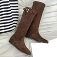 thumbnail image 4 of Viluyesy Womens Knee High Boots, Low Heels Wide Calf Pull-On Fall Winter Suede Western Boots Coffee US7.5, 4 of 4