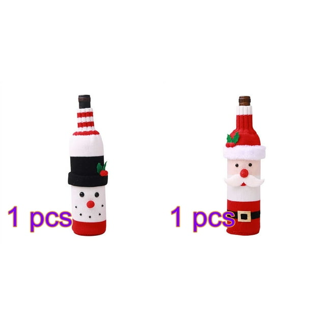 Navidad Navidad Santa muñeco de nieve botella de vino Protector manga decoración escritorio viaje Picnic bolsa Festival regalo de vacaciones 2 piezas Kearding JR0660-02×1+JR0660-01×1