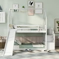 thumbnail image 2 of CoSoTower Twin over Twin House Bunk Bed with Convertible Slide,Storage Staircase,White, 2 of 9