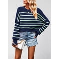 thumbnail image 4 of Women'S Sweater Fall Crew Neck Batwing Sleeve Pullover Sweaters Blue-Green M, 4 of 7