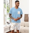 thumbnail image 2 of EKOUAER Mens Pajamas Set Soft Lounge Set V Neck Sleep Nightwear Short Sleeve Pjs with Pocket, 2 of 6