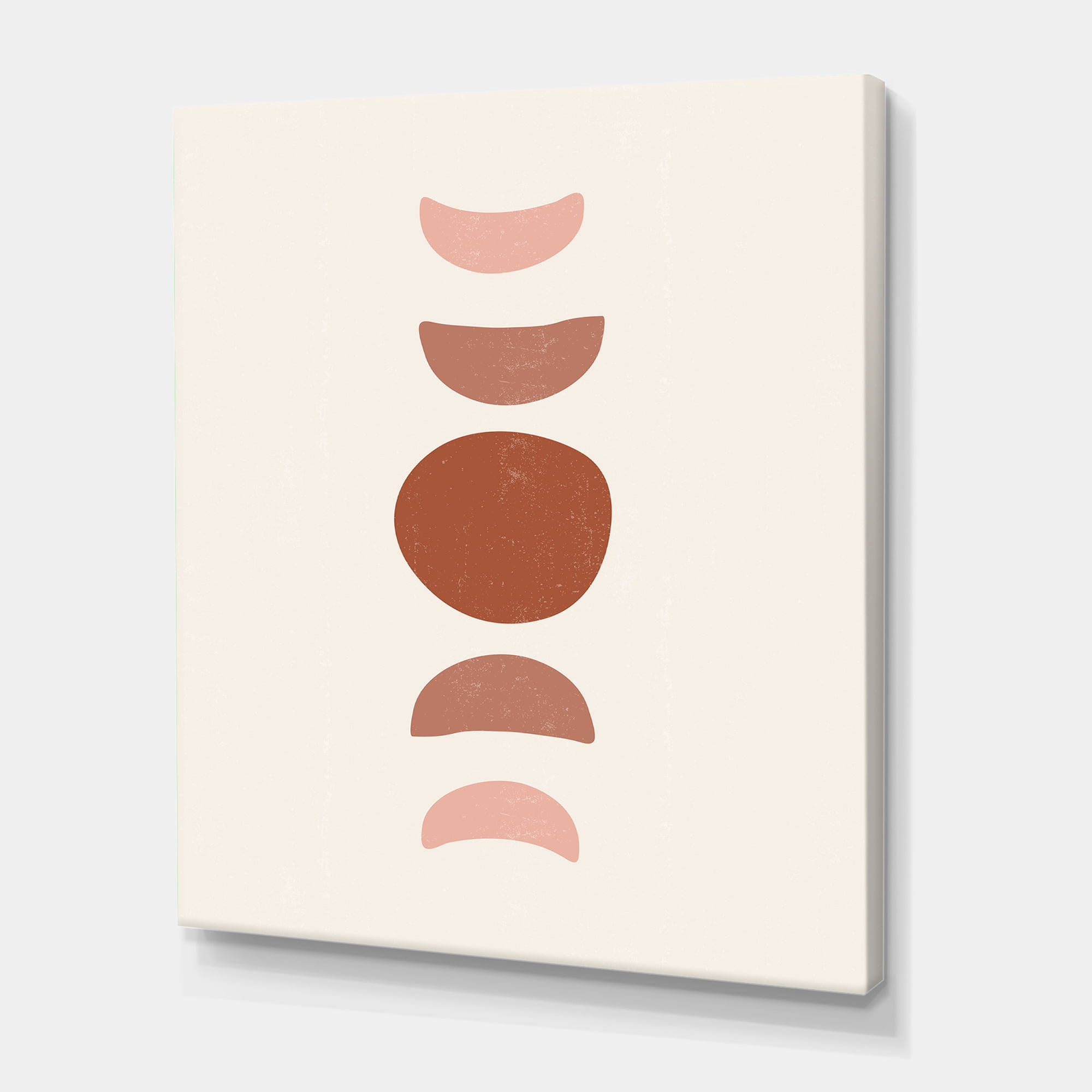 Designart ' Minimal Moon Phases On White ' Modern Canvas Wall Art Print