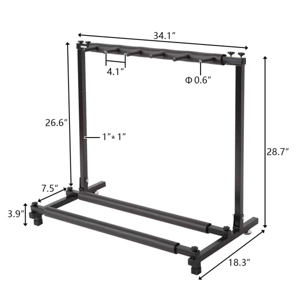 5-Guitar Folding Stand Rack, Holds 5 Guitars, Sturdy Iron Construction with Neoprene Rubber Protection, Portable Foldable Design